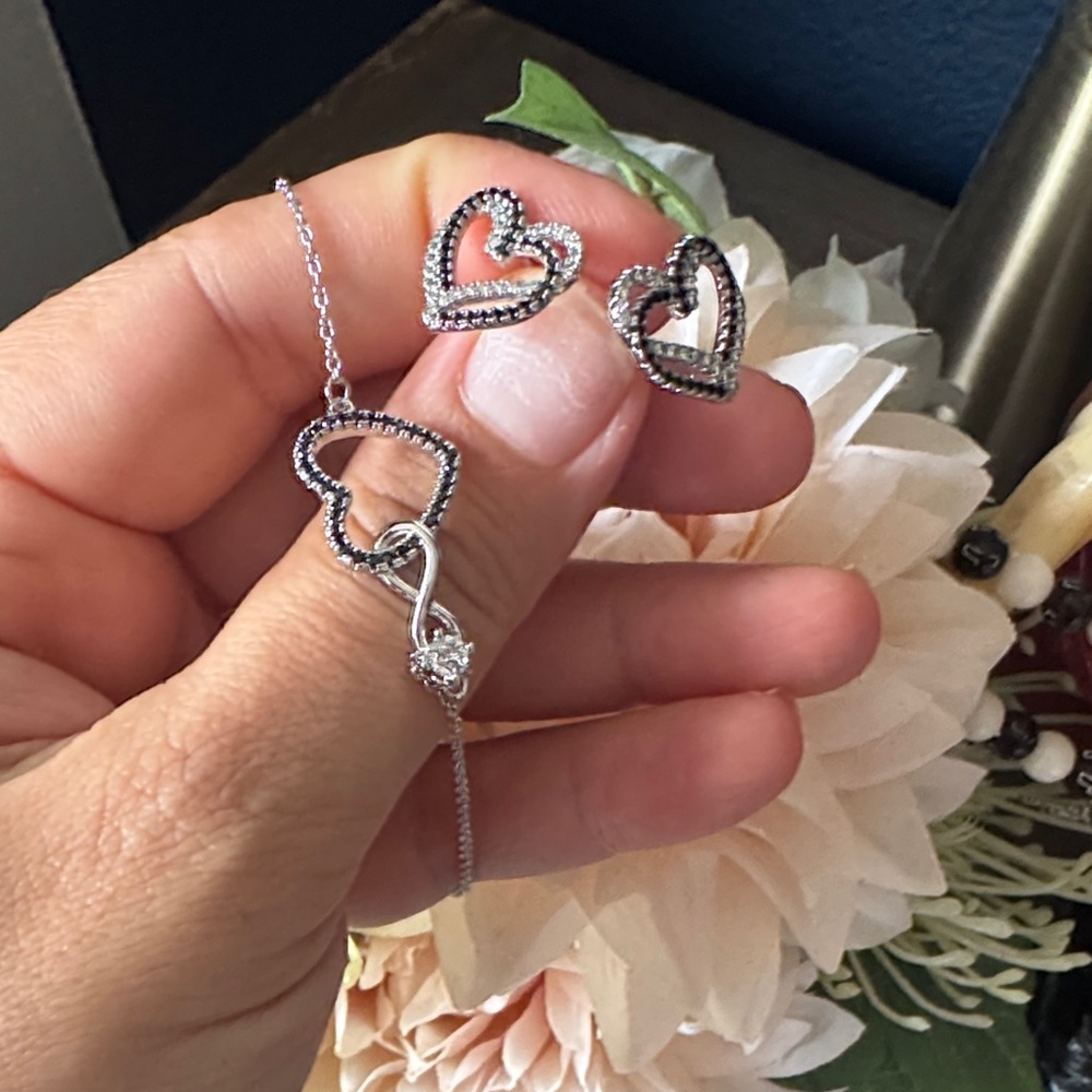 Silver Heart Jewelry Set